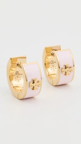 Image of Tory Burch Women's Wide Icon Enamel Huggie Hoop Earrings