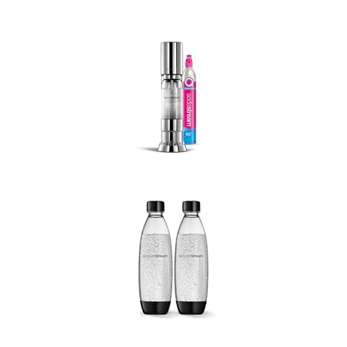 Sodastream Ensō – Machine à eau pétillante avec système CO₂ Quick Connect, cylindre de gaz 60L, 3 bouteilles 1L sans BPA et chiffon de nettoyage inclus, finition acier inoxydable
