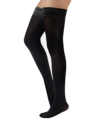 CALZITALY Medias Autoadhesivas Opacas | Medias Autosujetadoras Tupidas | 60 Den | Negro, Azul, Rojo, Verde | S - 4XL | Calcetería Italiana | (M-L, Negro)