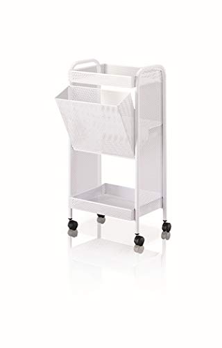 CARRELLO DEPILAZIONE CON CESTELLO PER RIFIUTI E MENSOLE PORTA ACCESSORI PER ESTETISTA CENTRO ESTETICO