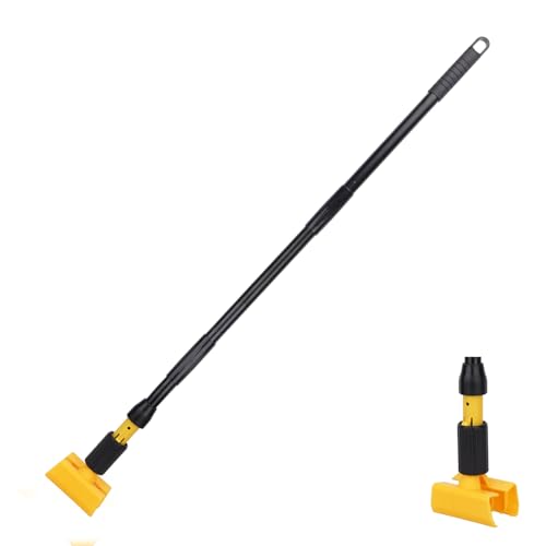 Image of Mop Handle Commercial Heavy Duty - 57 Inch Industrial Metal Mop Stick with Jaw Clamp Replacement for Floor Cleaning - Professional Gripper Mops Head Replacement Holder