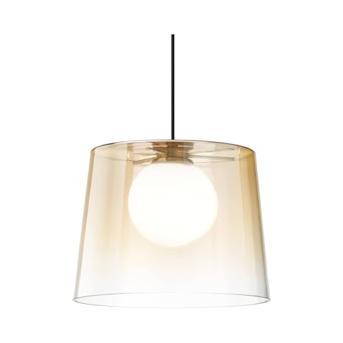 Suspension Plafonnier Verre Ambre FADE Dome pour un éclairage de salon élégant