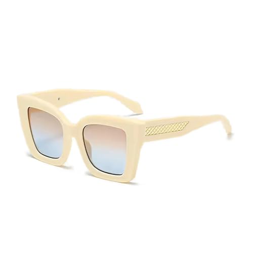 Lunettes de soleil vintage pour femmes beige et doré tendance