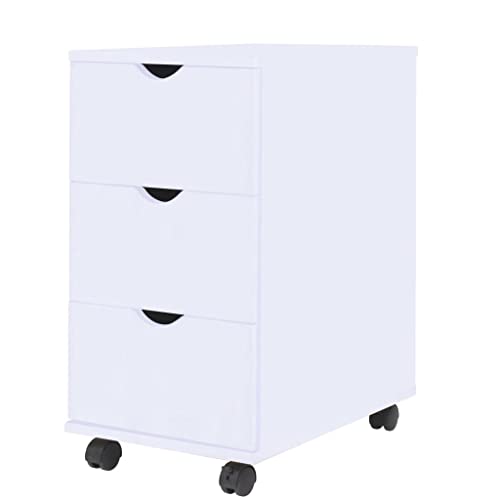 vidaXL Schubladenelement Rollen 33x45x60cm Weiß Rollcontainer Büroschrank