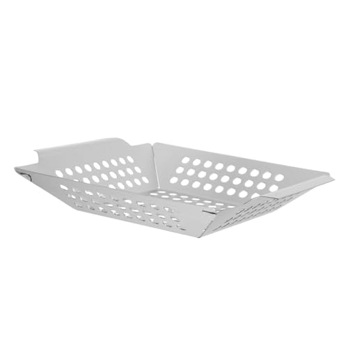 Toyvian Baking Pan Bbq Grill Baskets Stainless Steel Outdoor Grill Trays Grilling Serve Rotisserie Basket