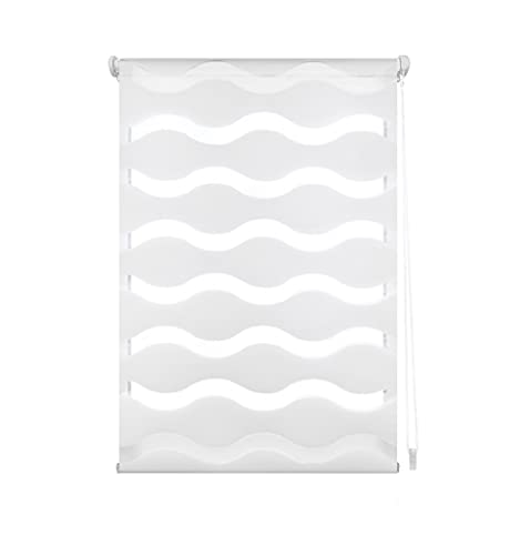 Blindecor Moon Double Layer Roller Blind for Night and Day White, 77 x 150 cm (width x length)