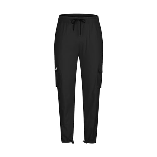 Mens Cargo Pants Casual Lightweight Hiking Pants Drawstring Elastic Waist Athletic Joggers Sweatpants with Pockets2