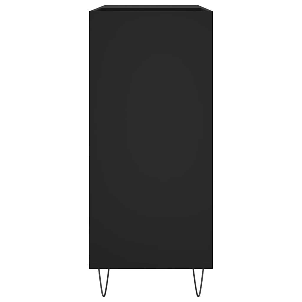 Fengshui Szafka panelowa czarna 84,5 x 38 x 89 cm materiał drewnopochodny | Stabilna górna płyta do gramofonu, żelaznych nóg, przechowywanie LP, łącznie z uchwytem ściennym