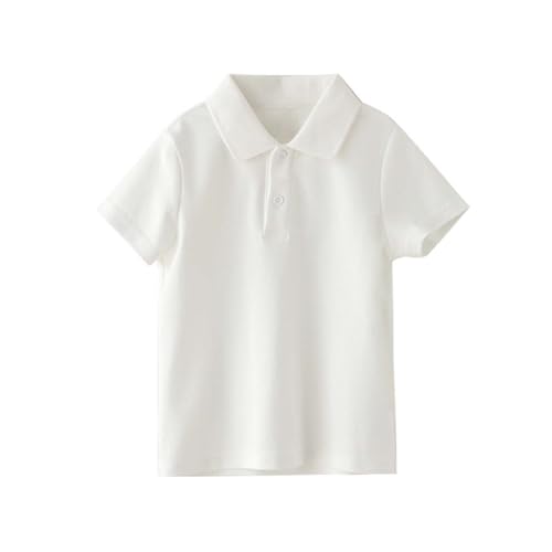 Polo de verano para niños, de algodón liso, de manga corta, cuello polo, con botones, transpirable, ajuste holgado, suave, uniforme escolar, para niños y niñas, camiseta casual para vacaciones al aire
