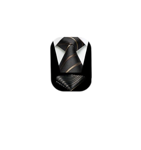Image of HISDERN Mens Ties Solid Color Tie and Pocket Square Set Classic Woven Formal Neckties & Handkerchief Wedding Party
