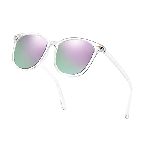 Myiaur Klassische Sonnenbrille für Damen, polarisiert, blendfrei, 100 % UV-Schutz, Violett / Violett Cover