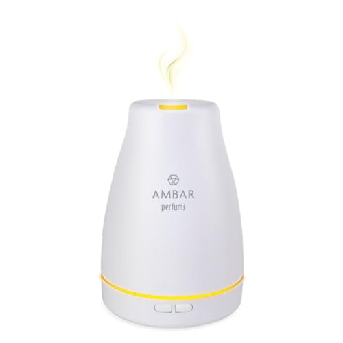 TIENDIFY Humidificador y Difusor de Aromas Ambar LED, Aromaterapia Ultrasónica para Dormitorio y Oficina, Silencioso, Luz Ambiental, Compatible con Aceites Esenciales, USB (Redondo)