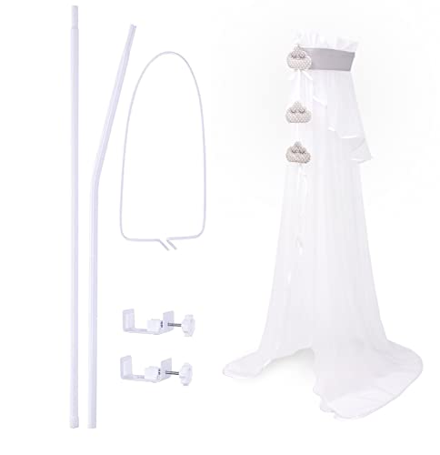 Amilian Himmelstange; Stange; Betthimmel Stange; Himmelhalter mit Himmel für Babybett; Stubenwagen; Babywiege; Kinderbett; Baldachin; Bettvorhang: Vollstoffhimmel oder Chiffonhimmel (Made in EU)