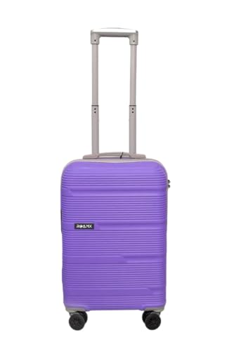 Image of ABS Hard Suitcase 55 cm Cabin Luggage, Trolley Bag with Smooth 8 Wheel System Combination Lock and Strong Zipper | Carry On Travel Case for Air, Road and Weekend Trips | Purple