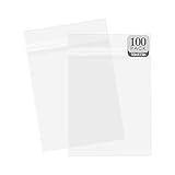 Golden State Art, 100 Pack 10-7/16' x 13-1/4' Acid-Free Clear Sleeves Storage Bags - Fits 10X13 Prints, Photos, Clothing & T Shirts Self Seal