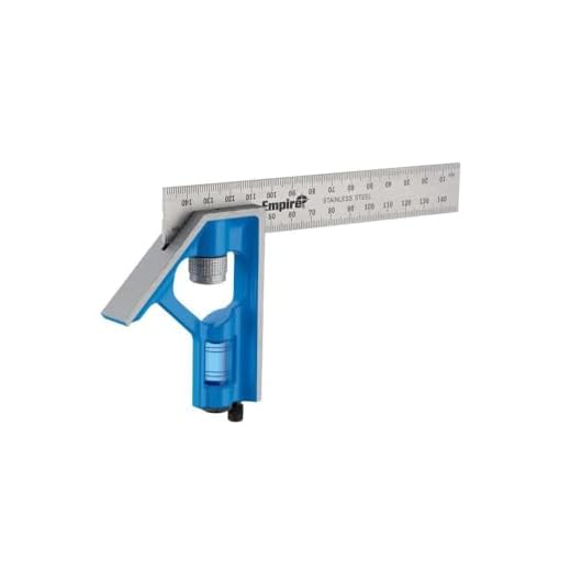 Empire Level E255 6-Inch Pocket Combination Square With Etched Stainless Steel Blade, Graduations and True Blue Vial