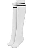 URBAN CLASSICS Calcetines hasta la Rodilla para Mujer, Medias Estilo Old School College con Rayas, Color Blanco/Negro, Talla 36-39