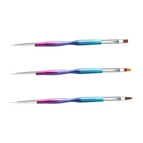 OUNONA 3Pcs Double Ended Nail Art Brush Premium Nail Brush Pens for Easy Nail Design Cleanup for Home Salon Use Compact Reusable Nail Art Accessories