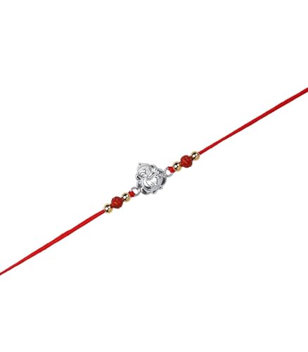 Image of Gargi by P.N. Gadgil and Sons 925 Silver Ganesha Rakhi | Gifts for Men and Boys | Rakshabandhan Rakhi for Brother | Rakhi for Boys & Men With Certificate of Authenticity