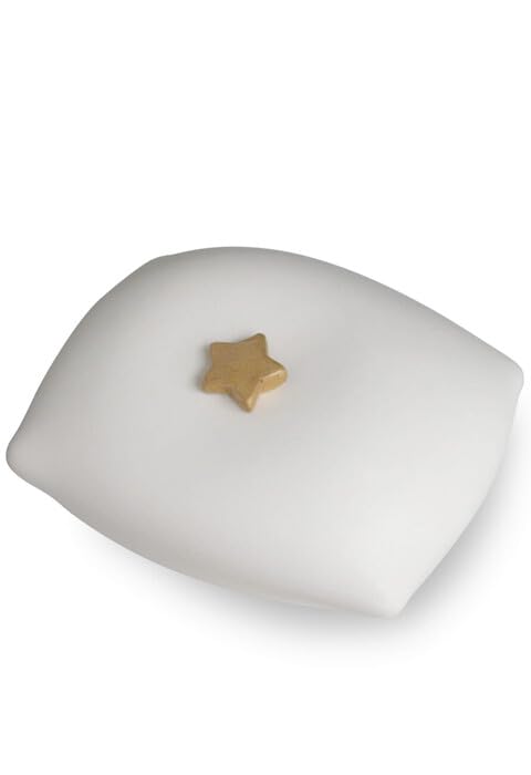 White Pillow urn for Ashes with Golden Star | Elegant White Pillow Urn for Ashes with Golden Star