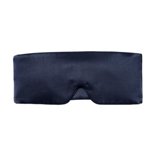 シルクアイマスク 睡眠停電飛行機旅行アイマスク 騒音低減耳保護大型アイマスク (one size,ネイビーブルー)