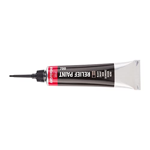 Amsterdam Relief Paint - 20 ml Tube - Black 700 - Opaque, Lightfast, Water-Based - Precision Nozzle - For 3D Effects - Non-Absorbent & Absorbent Surfaces