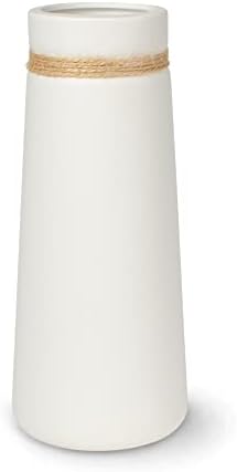 Jarrón de Cerámica Flature para Hierba de Las Pampas, Florero Blanco como Moderna Decoración Boho para Salas de Estar, Jarrón Grande de 25 cm de Altura en Mate, Decoración para Flores Frescas & secas