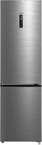 Midea Frigorífico Combi No Frost | 59,5 cm ancho x 201 alto cm | Inox | Nevera libre instalación 256 L + 122 L Congelador - Refrigerador de bajo consumo con congelador vertical