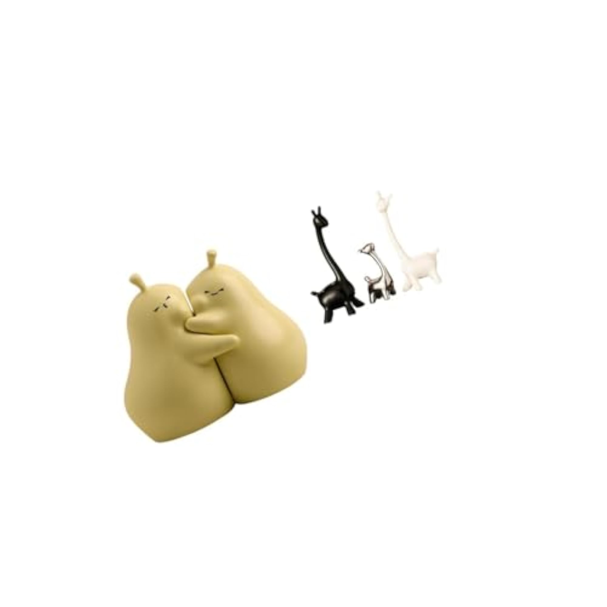 Hugging Pear Book Stand Ceramic Bookend, Giraffe Figurines Statue