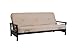 DHP Nadine Metal Futon Frame with Espresso Wood Armrests, Full Size, Mattress Not Included