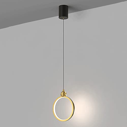 Lámpara colgante de anillo, lámpara colgante de metal de aluminio con pantalla circular de acrílico, lámparas colgantes modernas de 3 modos de color, luces de noche simples para dormitorio, lámpara d
