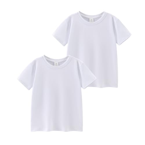 Image of Kids T Shirt Short Sleeve Crewneck Tee for Toddler Boys and Girls Cotton Basic Summer Top 2-6 Years