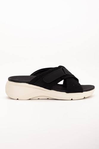 Resim Keten Malzeme Faylon Siyah Kadın Dolgu Taban Terlik 