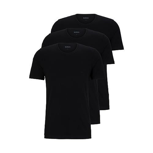 BOSS Men's Logo Embroidered Cotton Tee 3 Pack