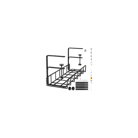 Cable Management Under Desk No Drill for Tidying Up Cable Power Strip Plugs, Surface Mounted Cable Trays for Desks, Offices, and Kitchens,Fits Most Tables Cover