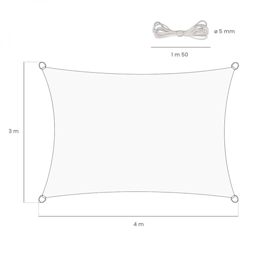 Voile d'ombrage rectangulaire imperméable et résistant aux UV - 3