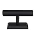 MOOCA Black Deluxe PU Faux Leather Jewelry Holder Organizer, Wooden Bracelet Holder Stand, T-Bar Display Stand, Jewelry Organizer Stand for Bracelets, Bangles, and Watches