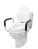 PEPE - Toilettensitzerhhung mit Armlehnen 10cm, WC Sitzerhhung fr Senioren mit Deckel, Erhhter Toilettensitz 10 cm, Toilettenaufsatz fr Senioren, Sitzerhhung Toilette Erwachsene Wei