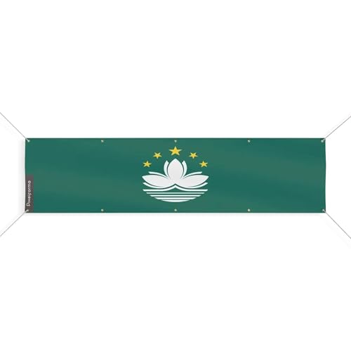 Drapeau de Macao 110x440 cm grand format XL avec 10 oeillets de fixation pour mât extérieur