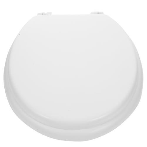 HOUDERCO Asiento de Inodoro Acolchado para Baño Espuma y Funda Resistente, Diseño Ergonómico Engrosado para Mayor Estabilidad, Compatible Inodoros Alargados y Uso Prolongado