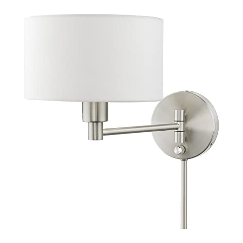 Image of Livex Lighting 40080-07 1 Light Swing Arm Wall Lamp, Bronze with Antique Brass Accent