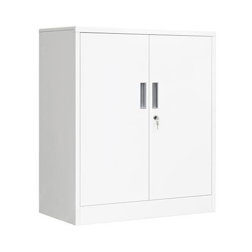 CMY Metal Storage Cabinet, Locking Storage Cabinet with Doors and Adjustable Shelves for Office,...