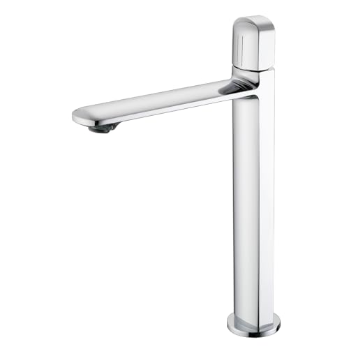 Robinet Salle Bain Chromé, Robinet Vasque à Poser, Mitigeur Lavabo Haut, Eau Chaude Et Froide RéGlable, Mousseur RemplaçAble, Laiton