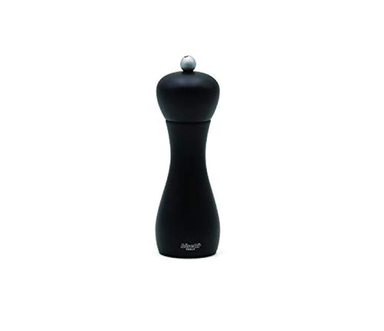 Bisetti Rimini Black Matte Finish Salt Mill With Adjustable Ceramic Grinder, Made In Italy