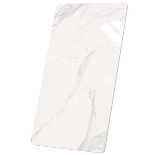 SSTBLEV Rectangle Table Top,43.3 ”x 23.6 ” White Sintered Stone Tabletop, DIY Replacement & Cover Marble Desktop, Scratch & Wear Resistant, Easy to Clean, Suitable for Indoor & Outdoor.