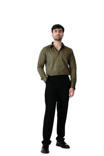 Image of BEYOURS Men's Full Sleeve Shirt Regular Fit Spread Collar 100% Cotton Satin Office & Formal.