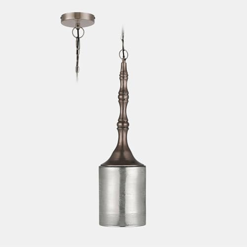 Suspension LOBERON Zahureh en verre argenté et bronze vieilli