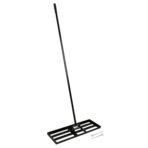 Harbour Housewares Heavy Duty Iron Lawn Levelling Rake with 1.7M Handle - 75cm x 25cm - Black - 1x Garden Gardening Landscaping Golf Course Soil Grass Sand Moss Ground Turf Leveling Lute Tool