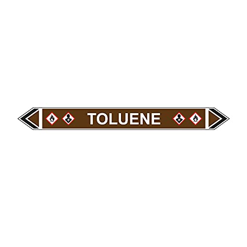 Toluene Pipeline Flow Marker, Pack of 5, Self-Adhesive Polypropylene, 384mm x 40mm
