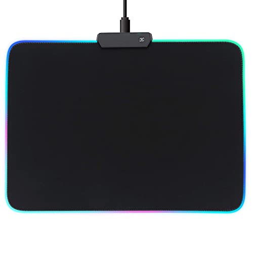 MoYouno Tapis de Souris de Jeu RVB avec rétro-éclairage LED, Surface Ultra Lisse, Bords Cousus Anti effilochage, imperméable, Excellent Cadeau pour Joueur (25 * 35cm) Cover